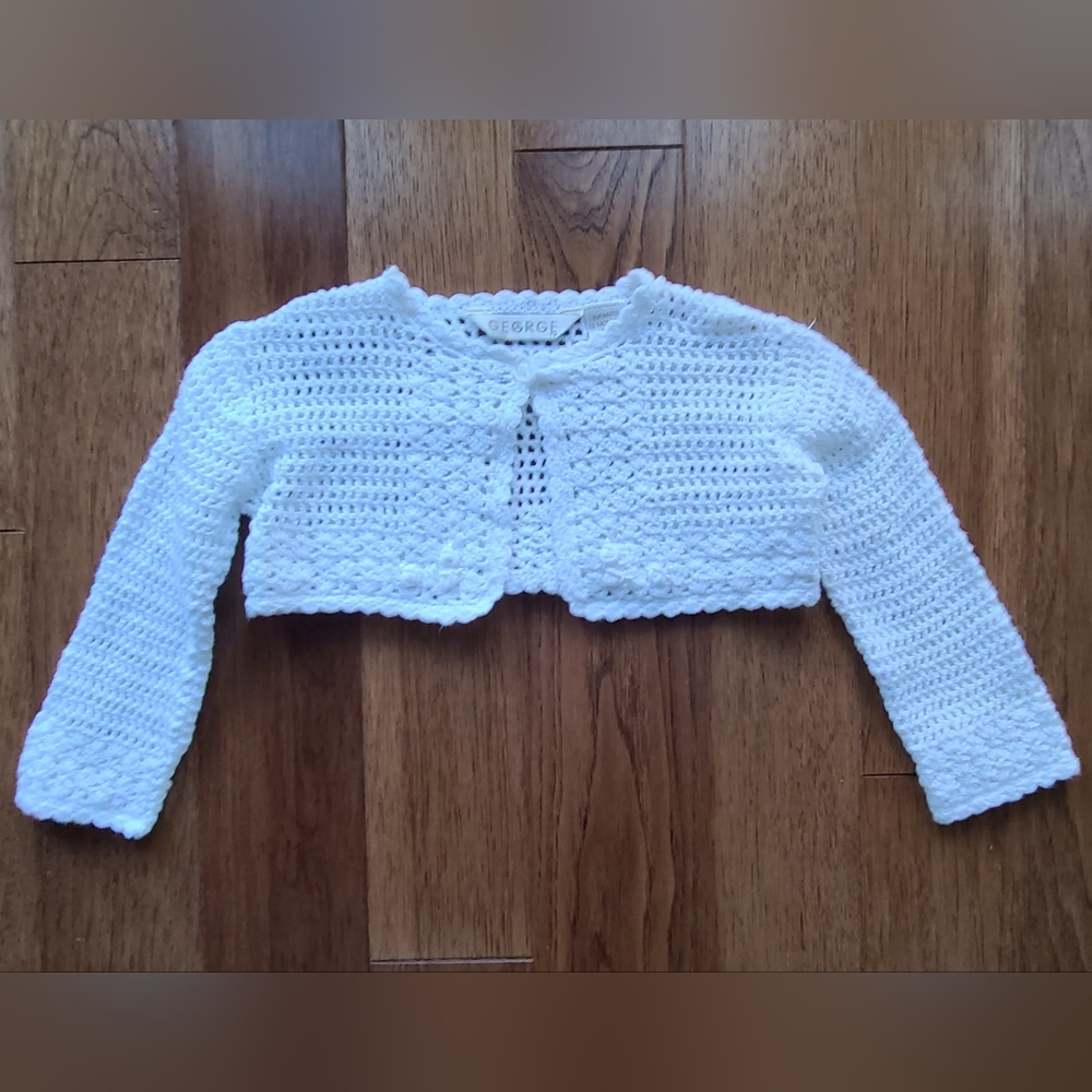~Vintage~ Infant Girls 12 Months White Cotton Bolero Sweater George